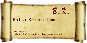 Balla Krizosztom névjegykártya